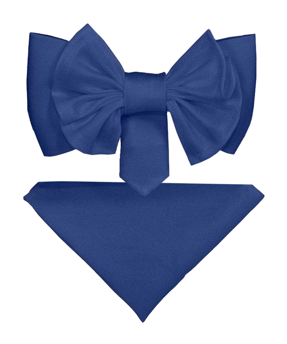 Vittorio Farina Men's XL Solid Satin Bow Tie & Pocket Square in Gift Box