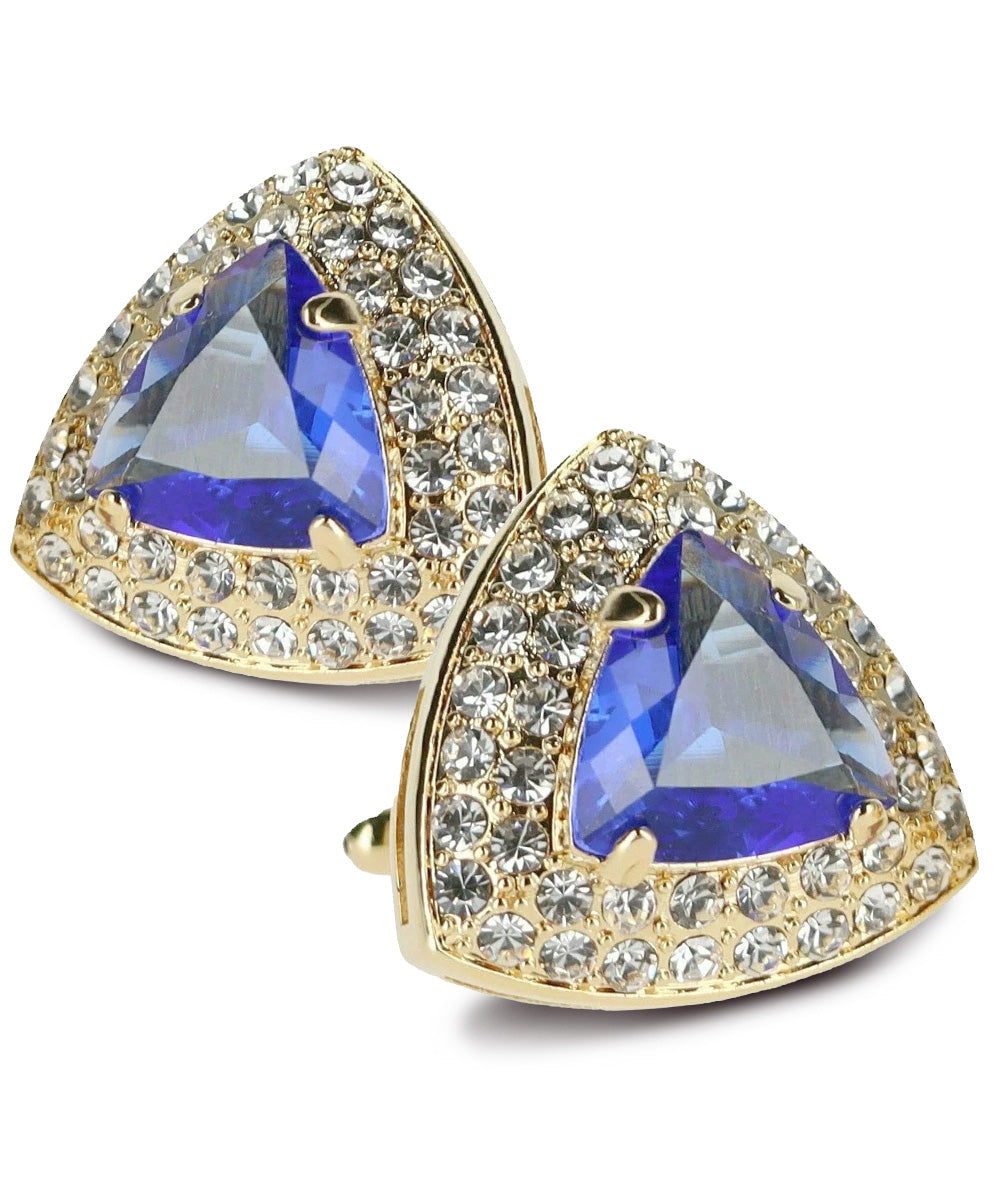 Vittorio Vico Men's Large Triangular Crystal Diamond Set Cufflinks: CL72XX Series