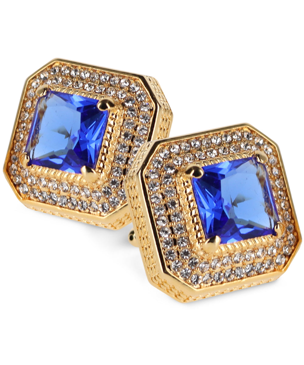 Vittorio Vico Men's Large Square Colorstone Crystal Diamond Set Cufflinks: CL71XX Series