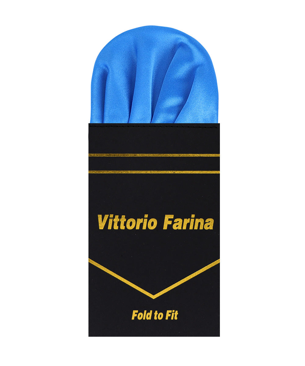 Vittorio Farina Men's Pre - Folded Pocket Square: Puff - PS - PREFOLD - PUFF_ROYAL - Classy Cufflinks