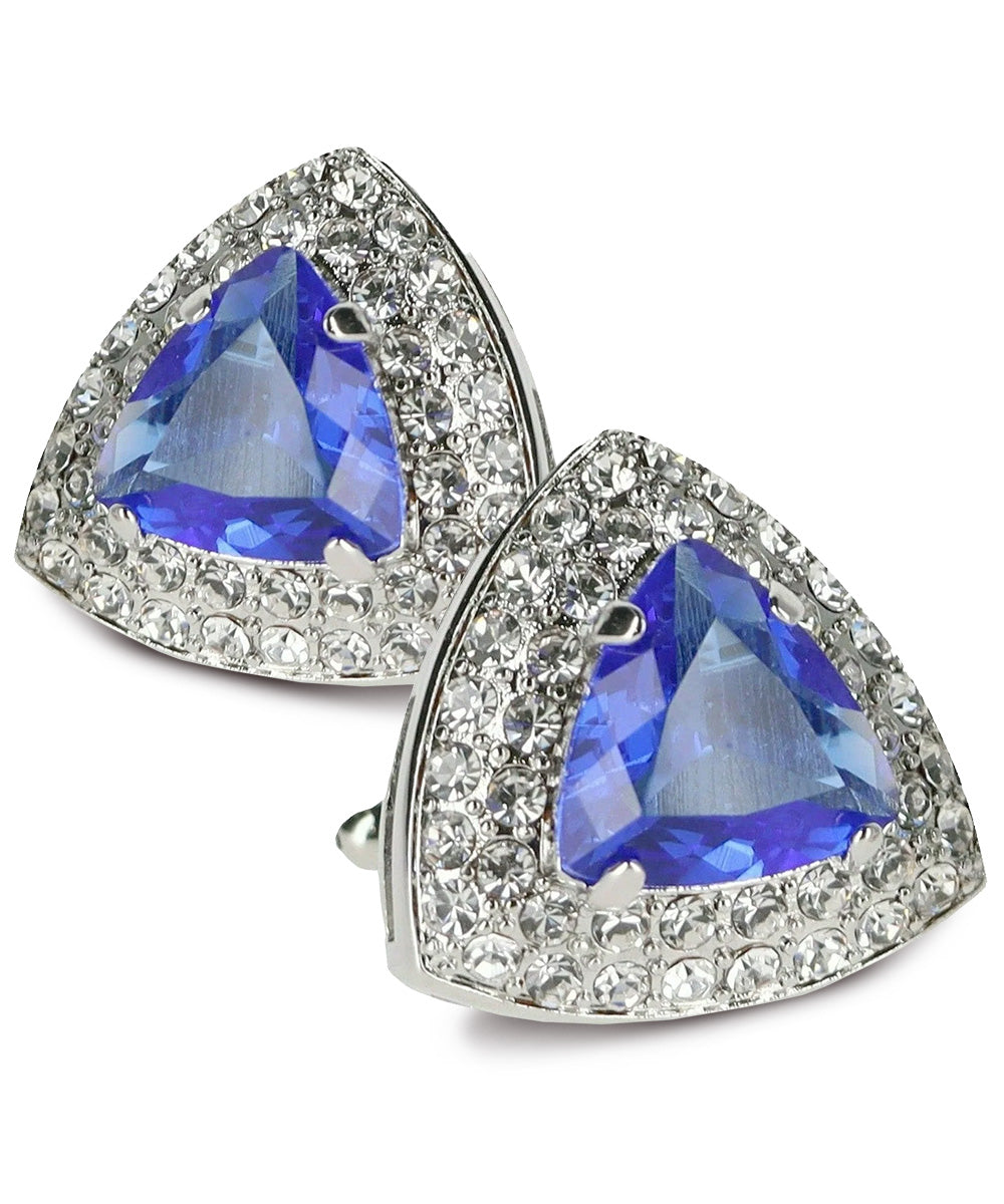 Vittorio Vico Men's Large Triangular Crystal Diamond Set Cufflinks: CL72XX Series