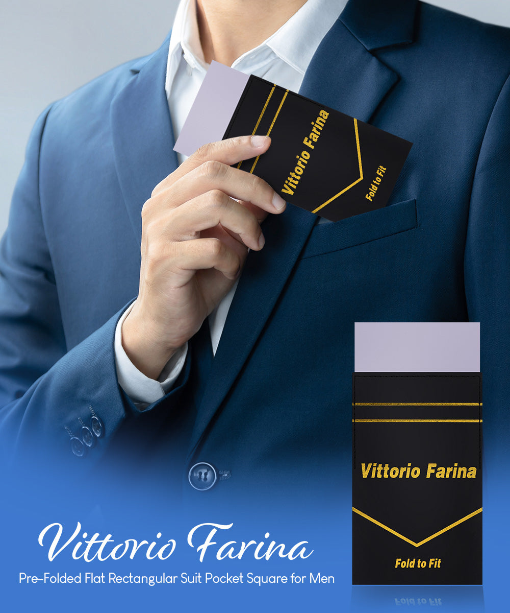 Vittorio Farina Men's Pre - Folded Pocket Square: Flat - PS - PREFOLD - FLAT_SILVER - Classy Cufflinks