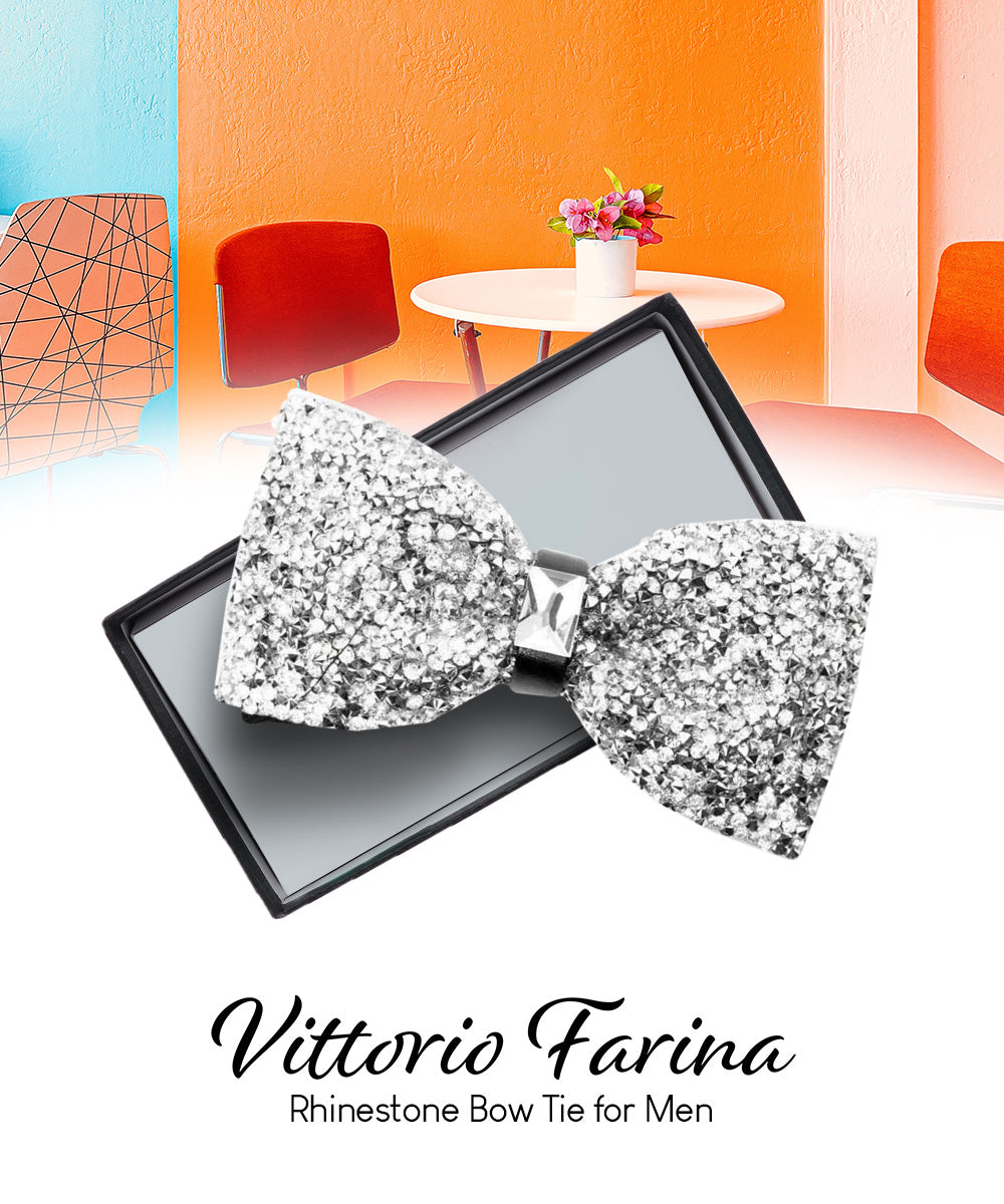 Vittorio Farina Men's Rhinestone Bow Tie in Gift Box