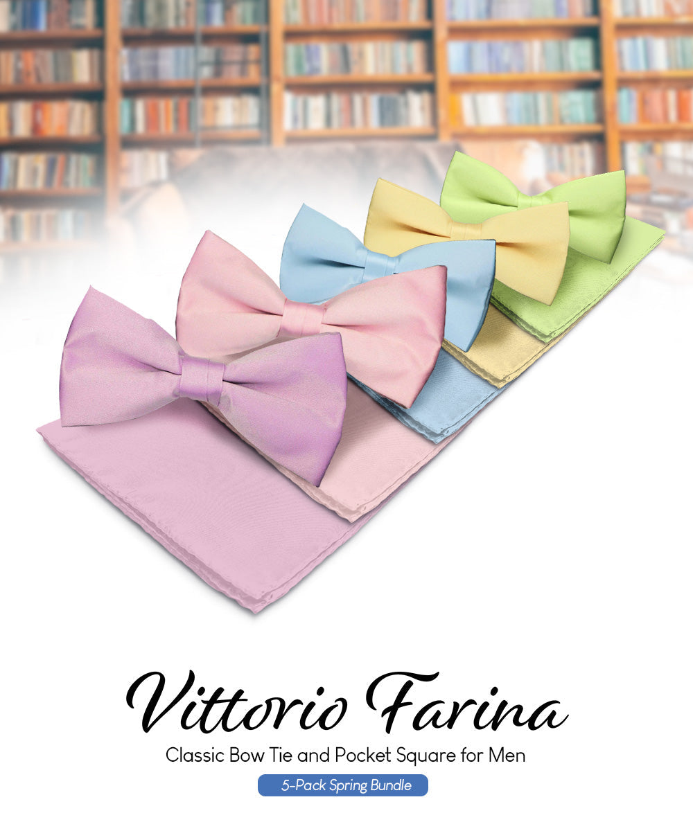 Vittorio Farina Classic Bow Tie & Pocket Square Multipacks - BH - SOLID - 5_SPRING1 - Classy Cufflinks