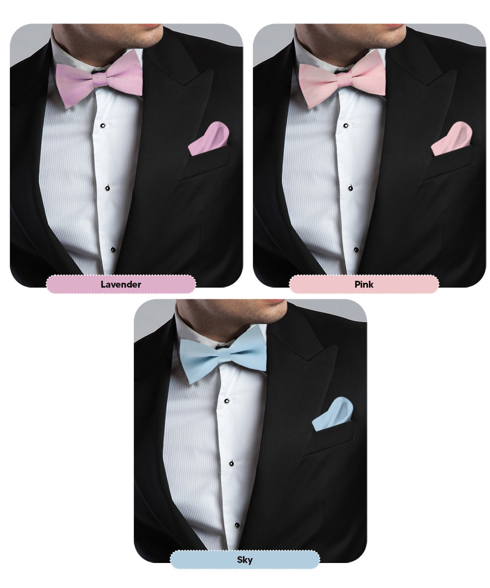 Vittorio Farina Classic Bow Tie & Pocket Square Multipacks - BH - SOLID - 3_SPRING1 - Classy Cufflinks