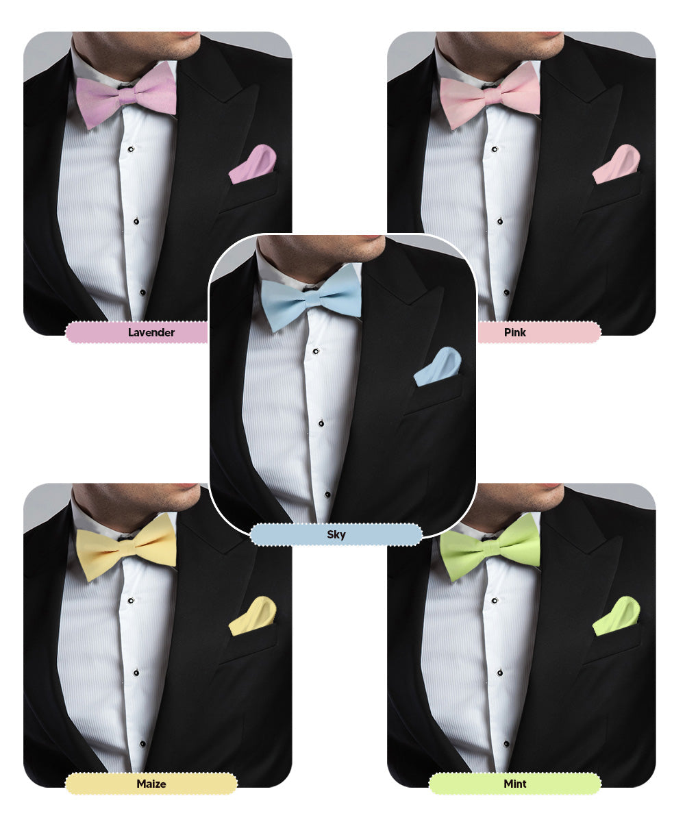 Vittorio Farina Classic Bow Tie & Pocket Square Multipacks - BH - SOLID - 5_SPRING1 - Classy Cufflinks