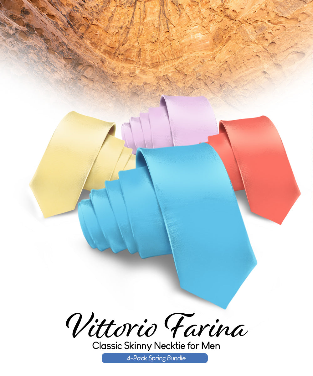 Vittorio Farina Men's Satin Skinny Necktie (Multipack)