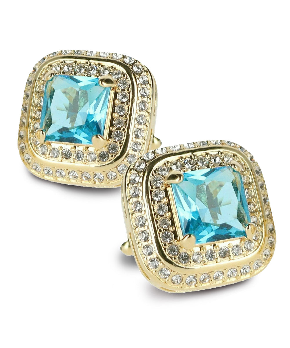 Vittorio Vico Men's Large Square Colorstone Crystal Double Diamond Set Cufflinks: CL75XX Series