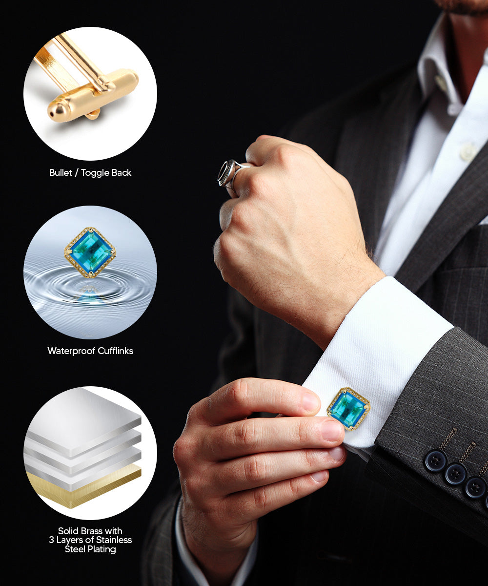 Vittorio Vico Large Big Square Crystal Colorstone Cufflinks: CL 70XX Series