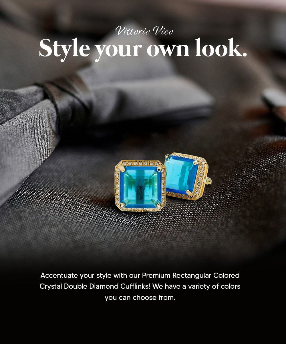 Vittorio Vico Large Big Square Crystal Colorstone Cufflinks: CL 70XX Series