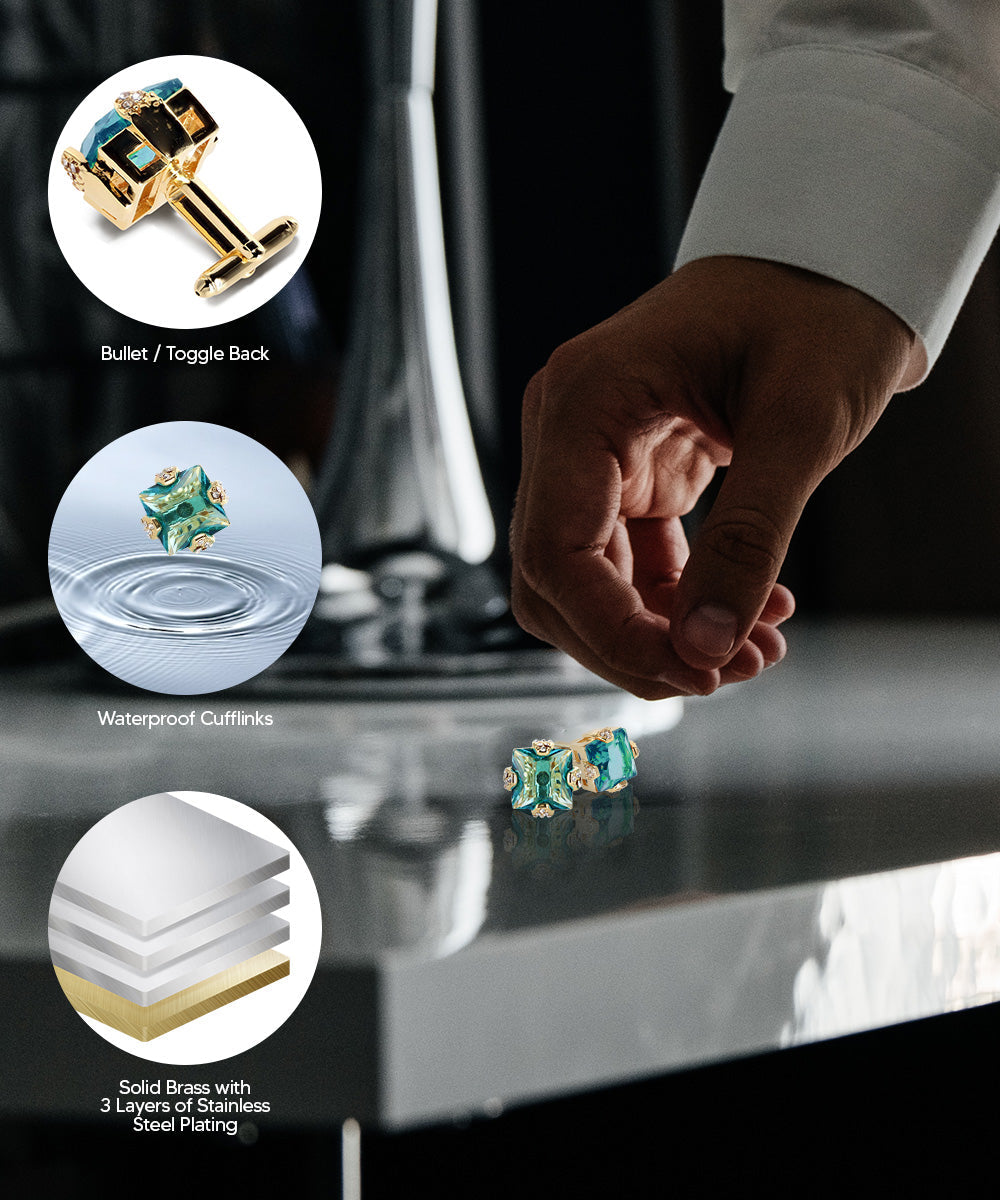 Vittorio Vico Princess Cut Colorstone Cufflinks: CL13XX Series