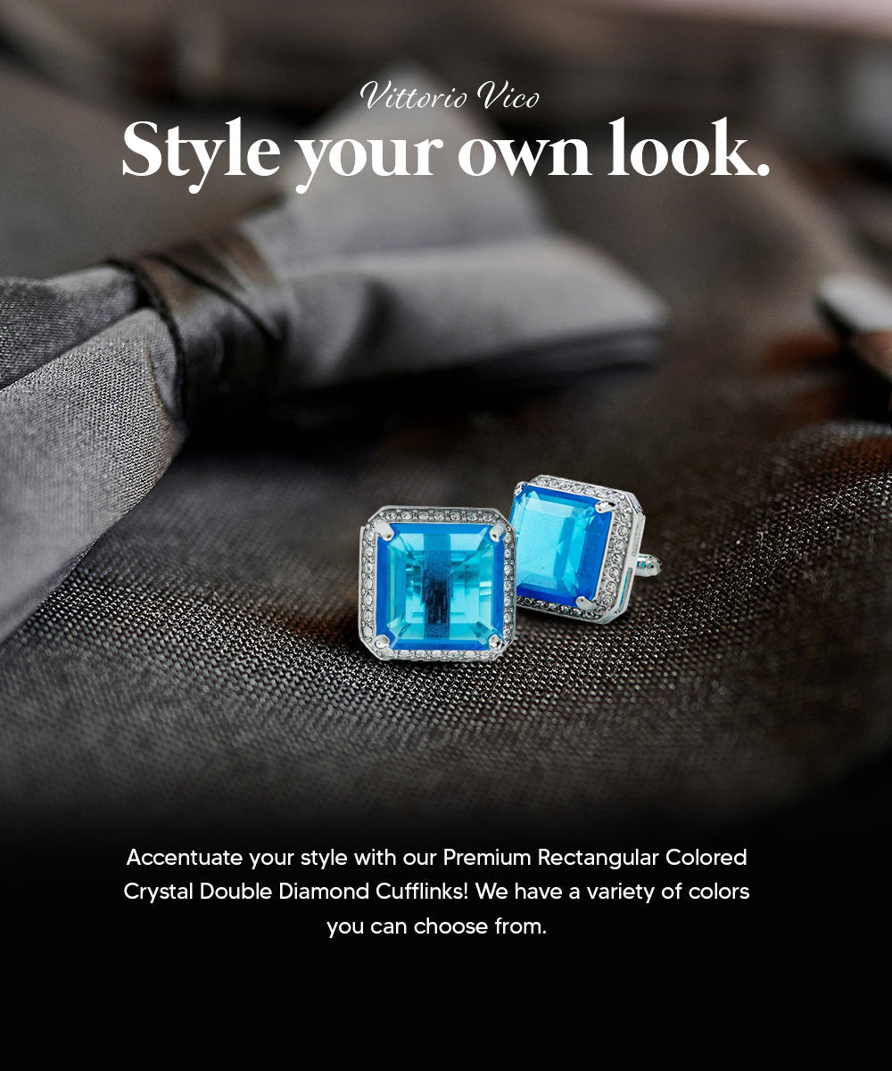 Vittorio Vico Large Big Square Crystal Colorstone Cufflinks: CL 70XX Series