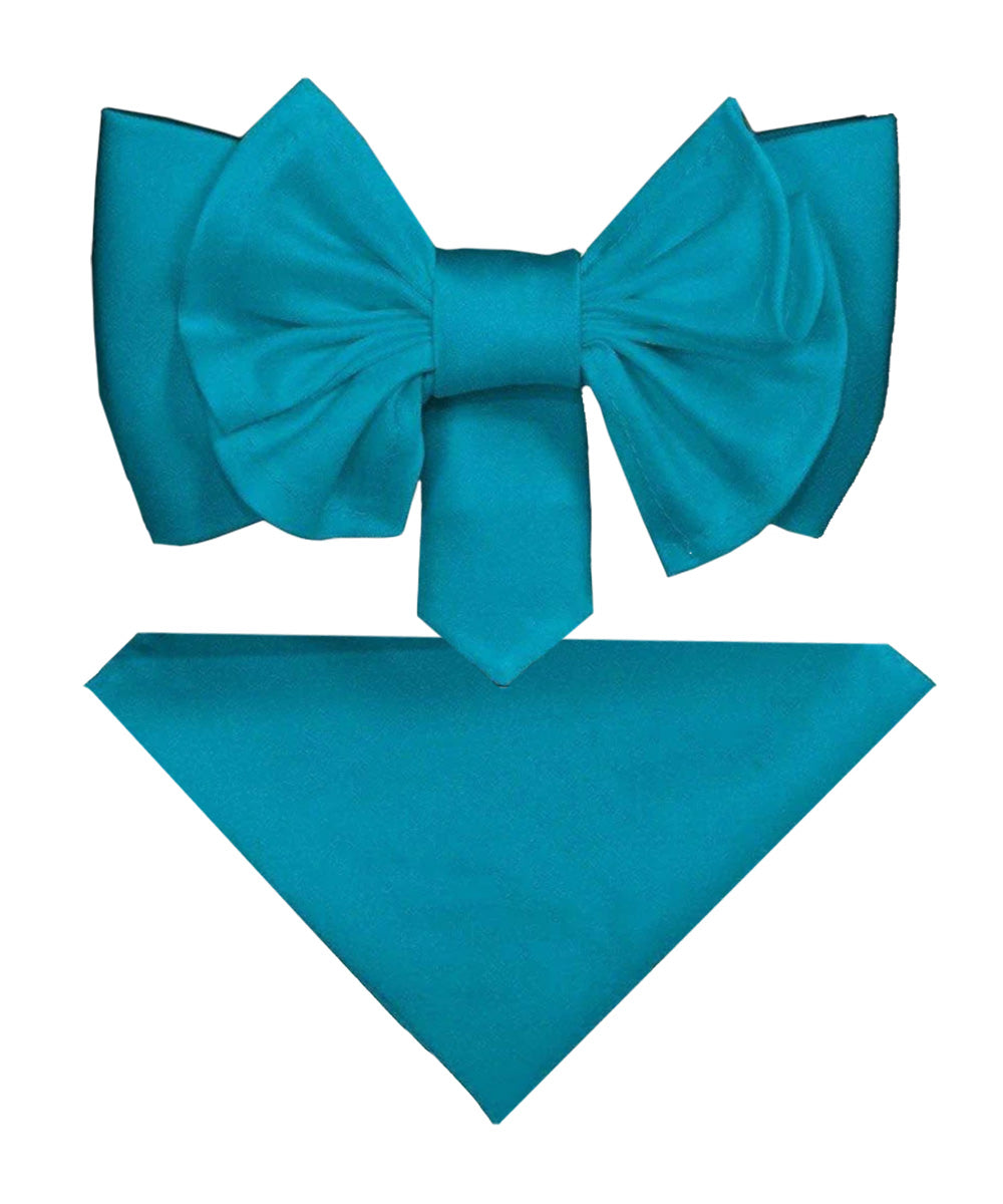 Vittorio Farina Men's XL Solid Satin Bow Tie & Pocket Square in Gift Box