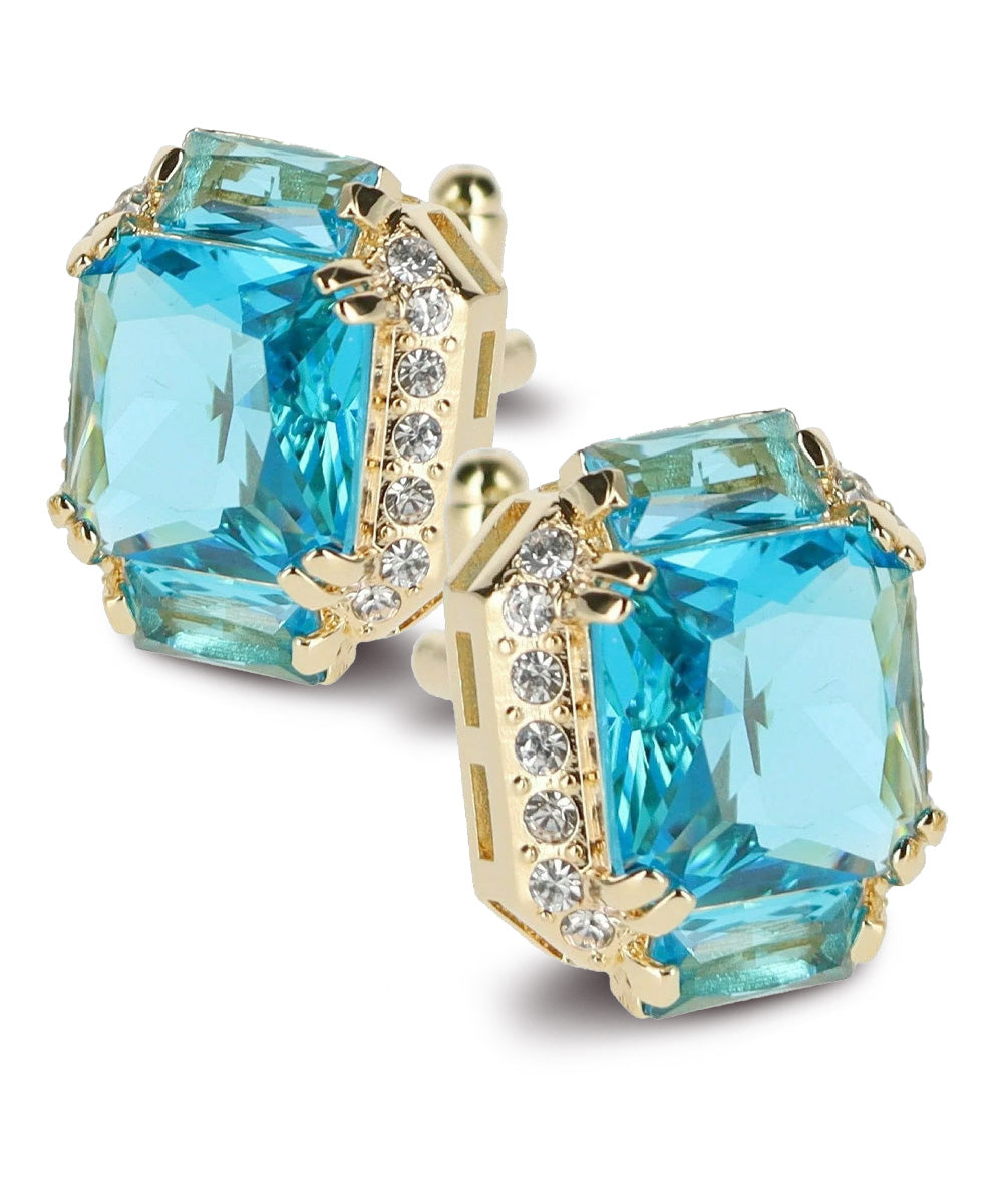 Vittorio Vico Large Rectangular Diamond Flanked Colorstone Crystal Cufflinks: CL 74XX Series