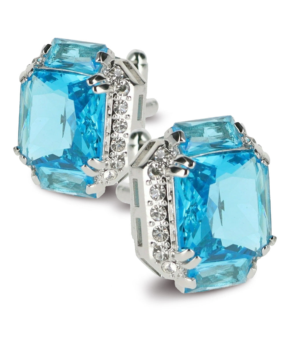 Vittorio Vico Large Rectangular Diamond Flanked Colorstone Crystal Cufflinks: CL 74XX Series