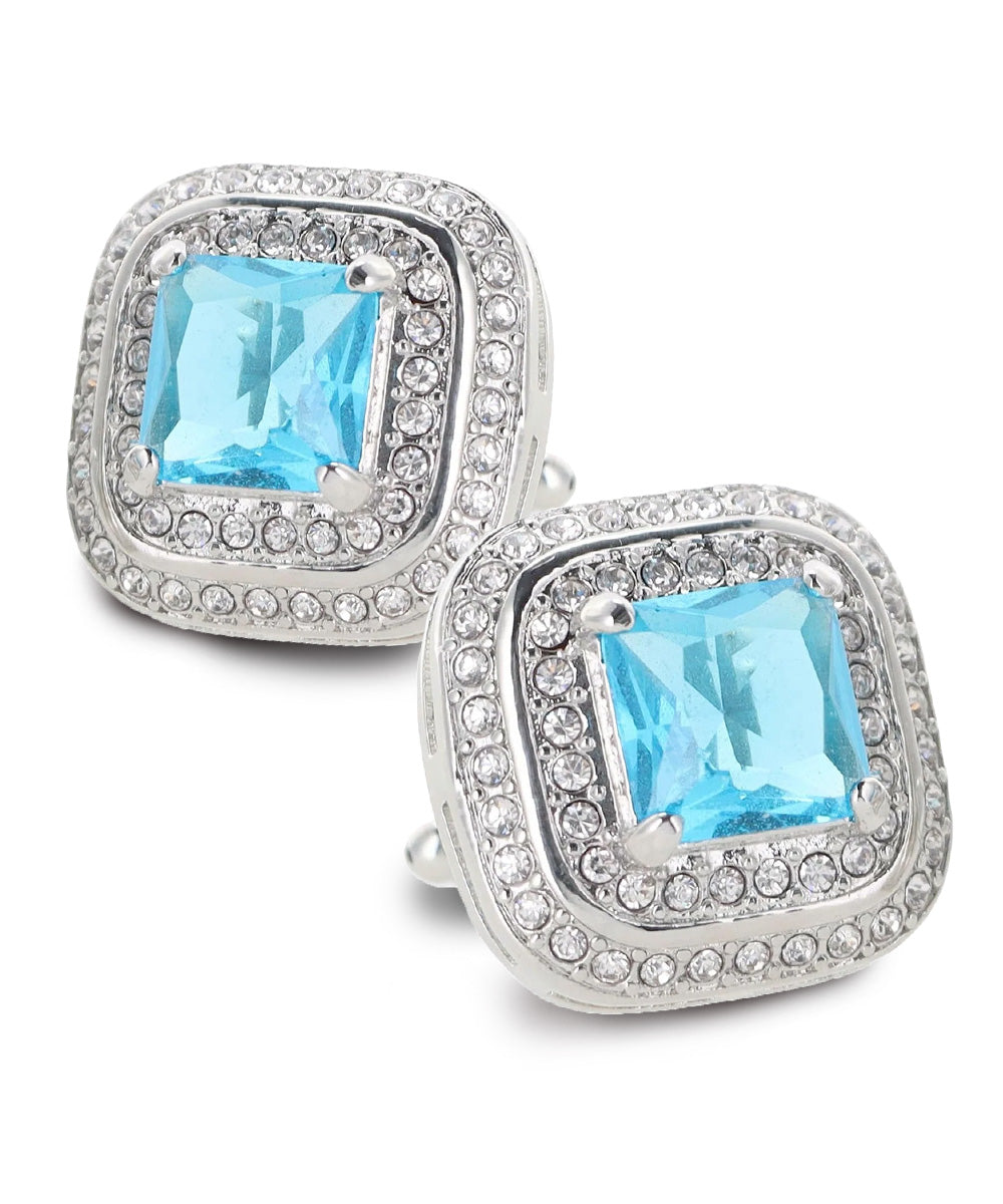 Vittorio Vico Men's Large Square Colorstone Crystal Double Diamond Set Cufflinks: CL75XX Series