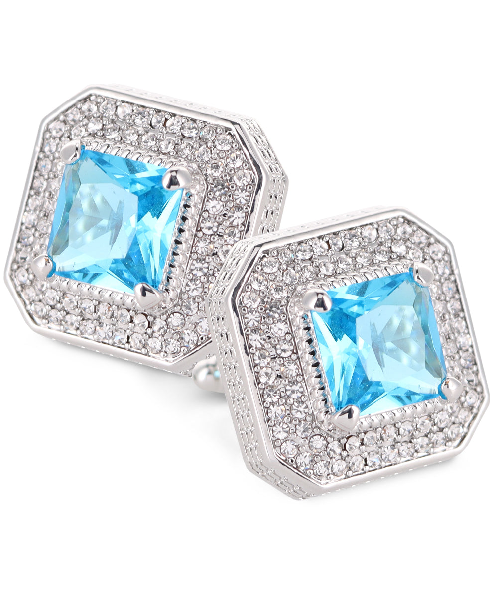 Vittorio Vico Men's Large Square Colorstone Crystal Diamond Set Cufflinks: CL71XX Series