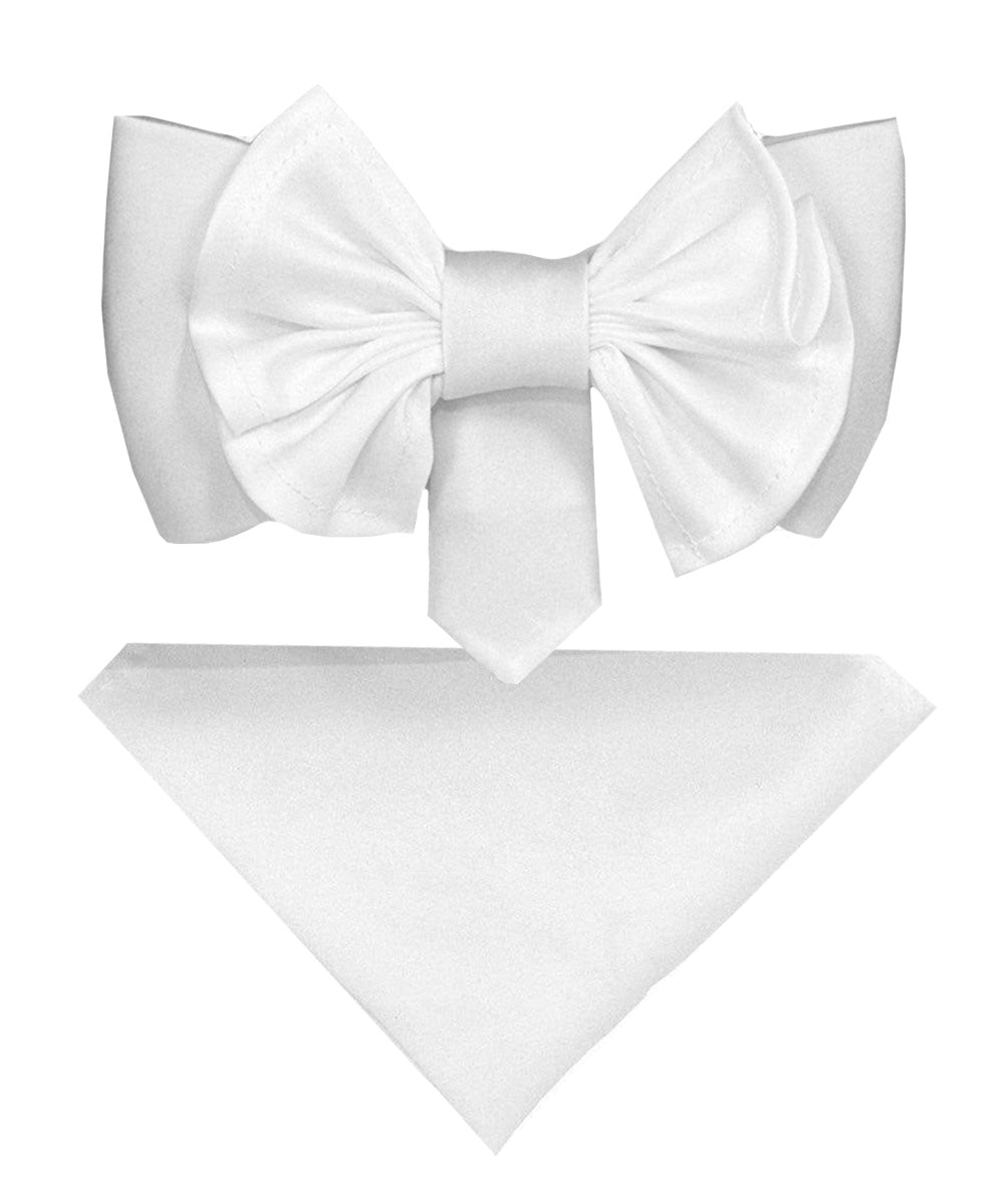 Vittorio Farina Men's XL Solid Satin Bow Tie & Pocket Square in Gift Box