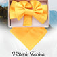 Vittorio Farina Men's XL Solid Satin Bow Tie & Pocket Square in Gift Box