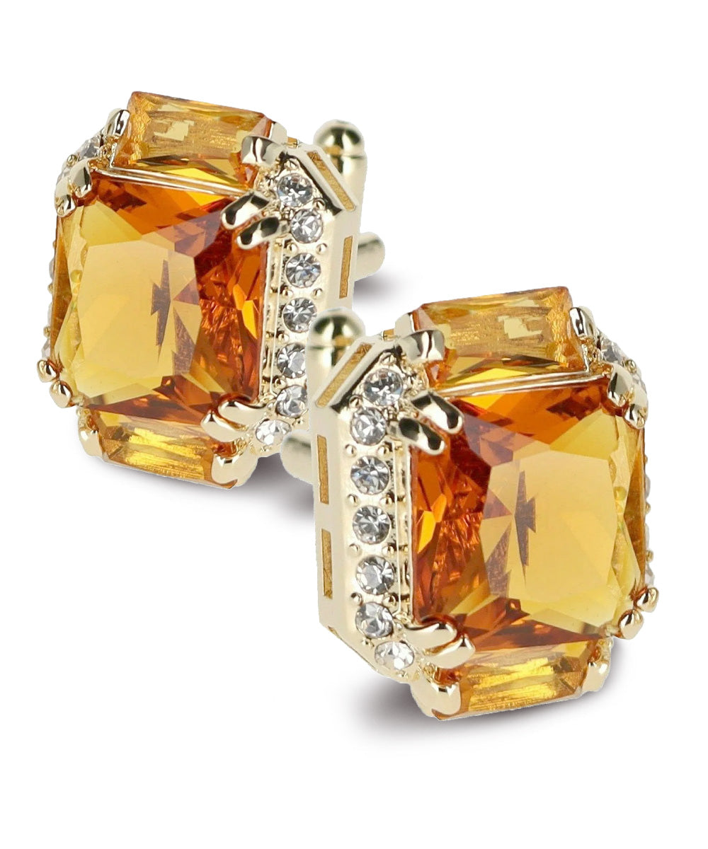 Vittorio Vico Large Rectangular Diamond Flanked Colorstone Crystal Cufflinks: CL 74XX Series