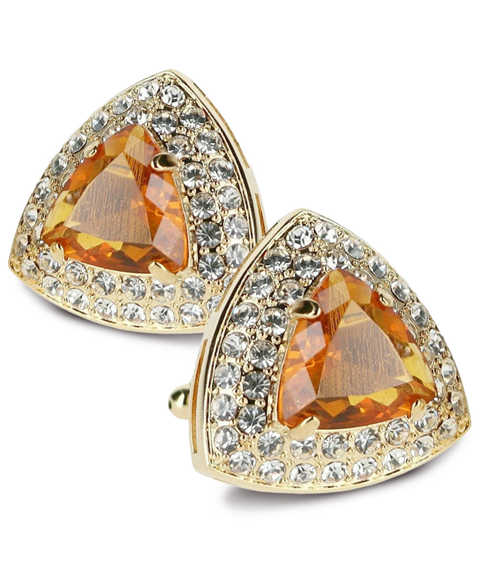 Vittorio Vico Men's Large Triangular Crystal Diamond Set Cufflinks: CL72XX Series