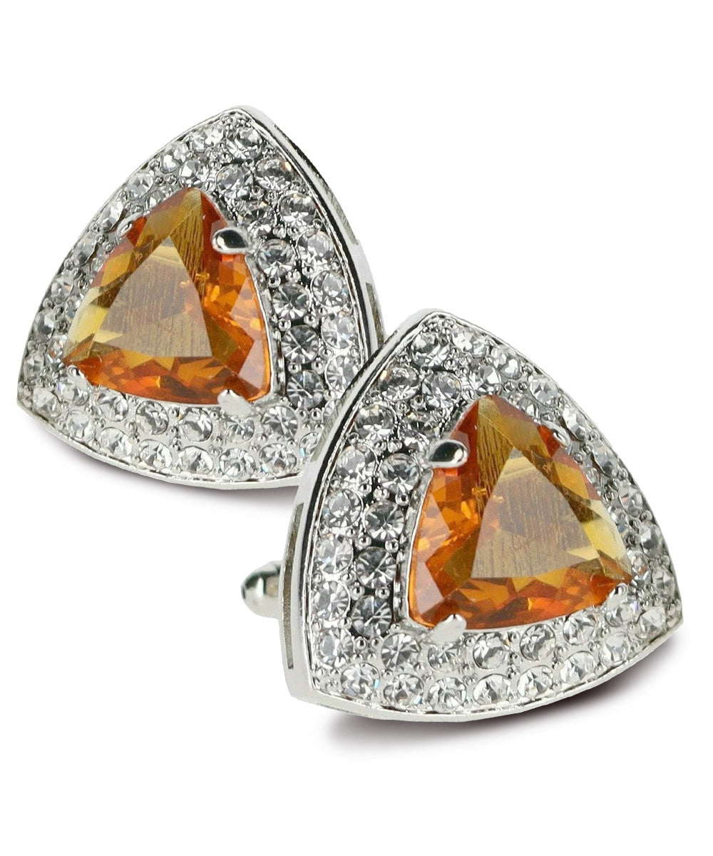 Vittorio Vico Men's Large Triangular Crystal Diamond Set Cufflinks: CL72XX Series