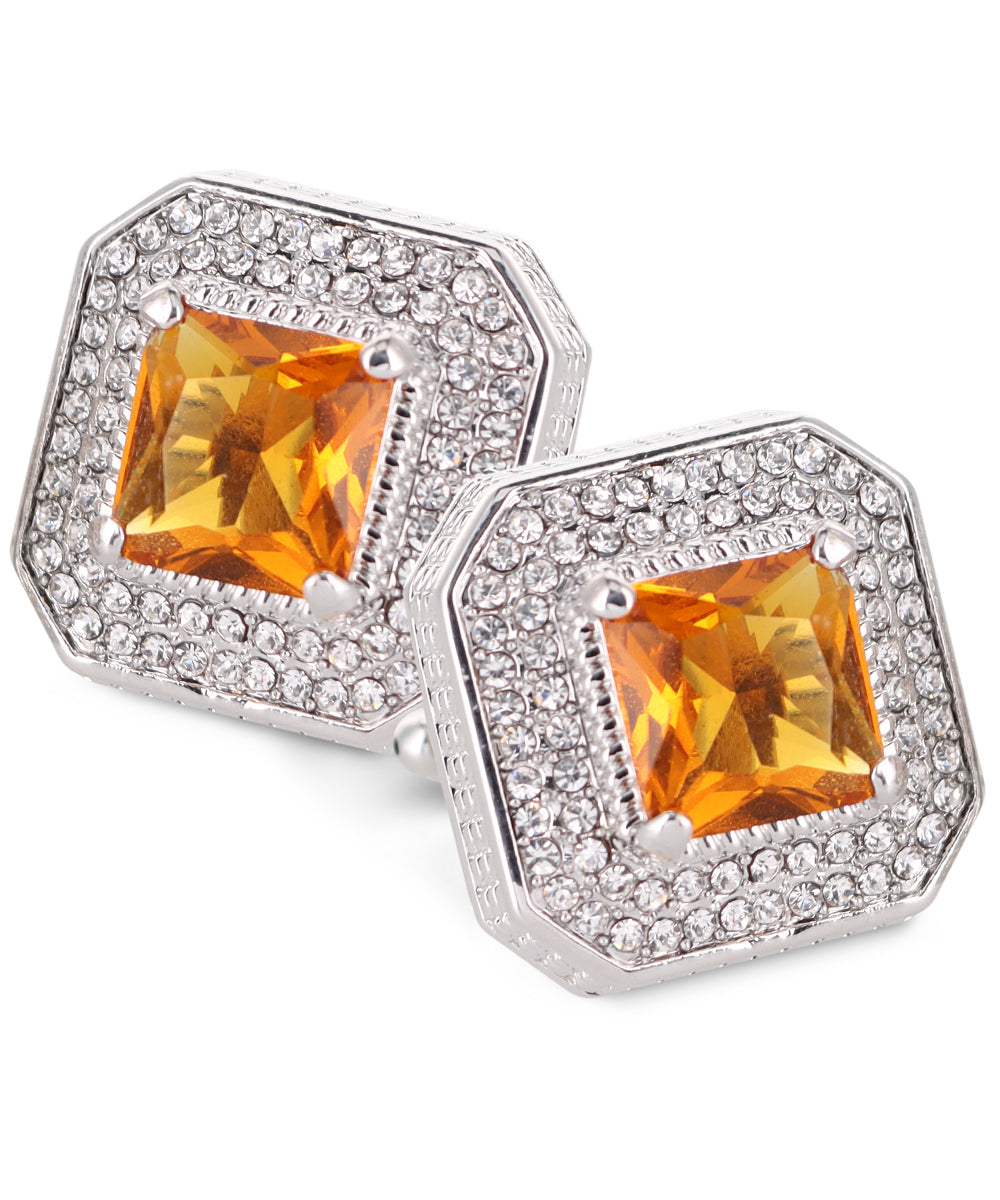 Vittorio Vico Men's Large Square Colorstone Crystal Diamond Set Cufflinks: CL71XX Series