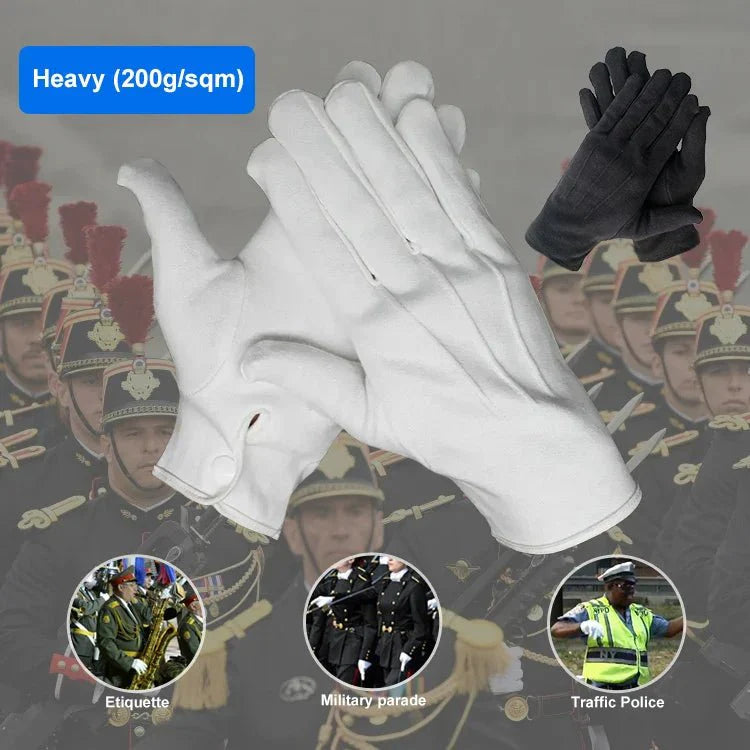 Fourchette Formal Dress Gloves for Men with Snap Button by Vittorio Farina: Tuxedo Parade Honor Guard - ACC-G-1-N-W-S - Classy Cufflinks