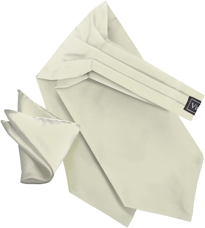 Vittorio Farina Solid Satin Ascot & Pocket Square - ASCOTS-SOLID_BEIGE - Classy Cufflinks