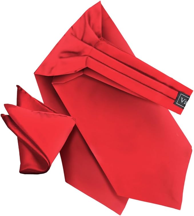 Vittorio Farina Solid Satin Ascot & Pocket Square - ASCOTS-SOLID_RED - Classy Cufflinks