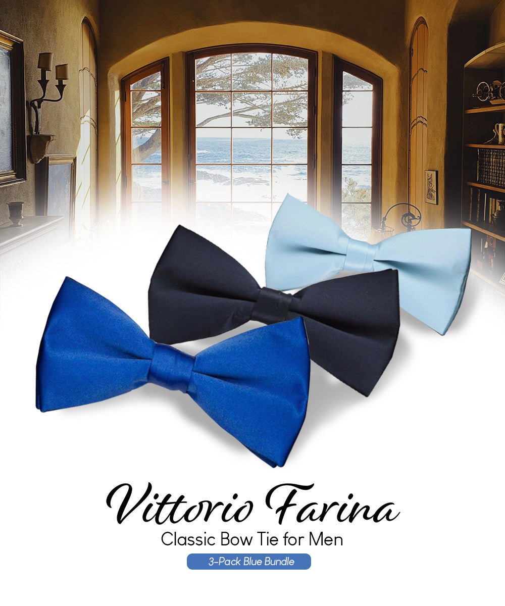 Vittorio Farina Classic Bow Tie Multipacks - B - SOLID - 3_BLUE - Classy Cufflinks