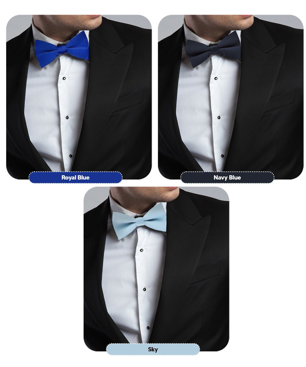 Vittorio Farina Classic Bow Tie Multipacks - B - SOLID - 3_BLUE - Classy Cufflinks