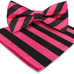 Vittorio Farina Striped Bow Tie & Pocket Square - bh-1550 - Classy Cufflinks