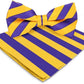 Vittorio Farina Striped Bow Tie & Pocket Square - bh-1551 - Classy Cufflinks