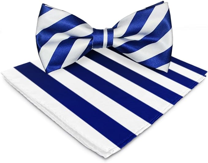 Vittorio Farina Striped Bow Tie & Pocket Square - bh-1563 - Classy Cufflinks