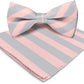 Vittorio Farina Striped Bow Tie & Pocket Square - bh-1573 - Classy Cufflinks