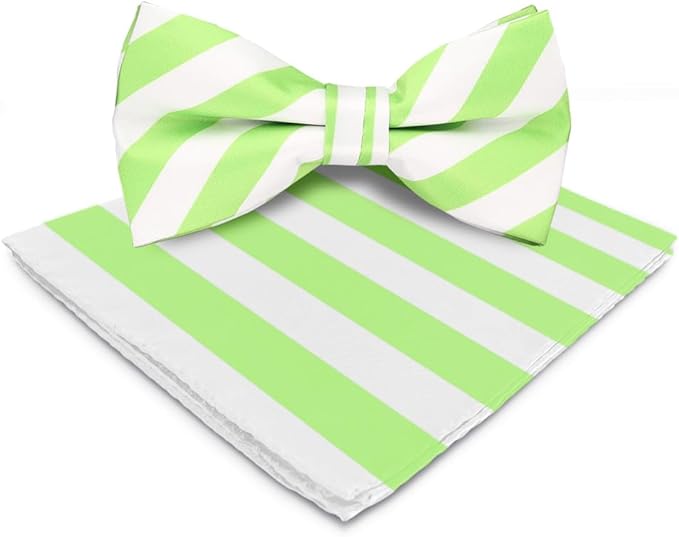 Vittorio Farina Striped Bow Tie & Pocket Square - bh-1577 - Classy Cufflinks