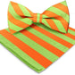 Vittorio Farina Striped Bow Tie & Pocket Square - bh-1582 - Classy Cufflinks