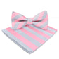 Vittorio Farina Striped Bow Tie & Pocket Square - bh - 1584 - Classy Cufflinks