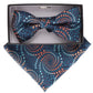 Vittorio Farina Geometric Designer Bow Tie & Pocket Square - BH-21088 - Classy Cufflinks