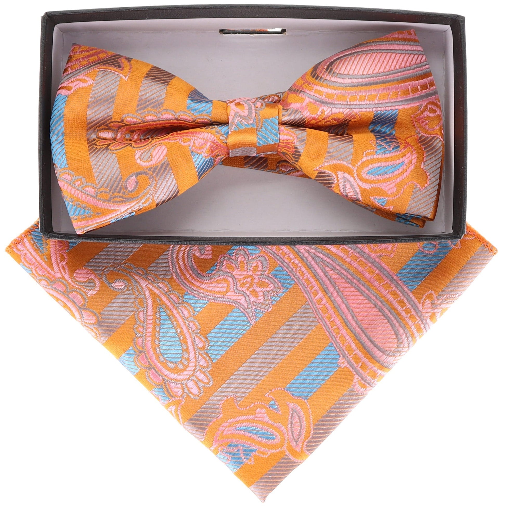 Vittorio Farina Paisley Designer Bow Tie & Pocket Square - BH-21122 - Classy Cufflinks