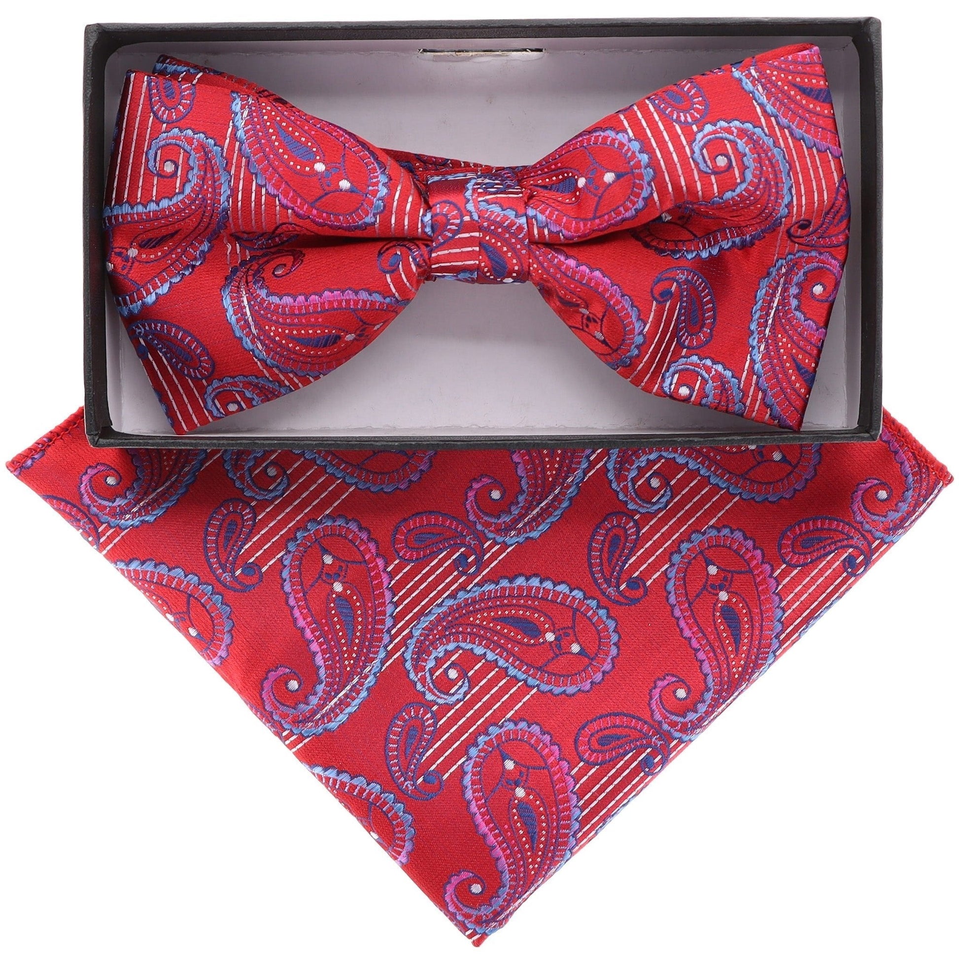 Vittorio Farina Paisley Designer Bow Tie & Pocket Square - BH-21131 - Classy Cufflinks