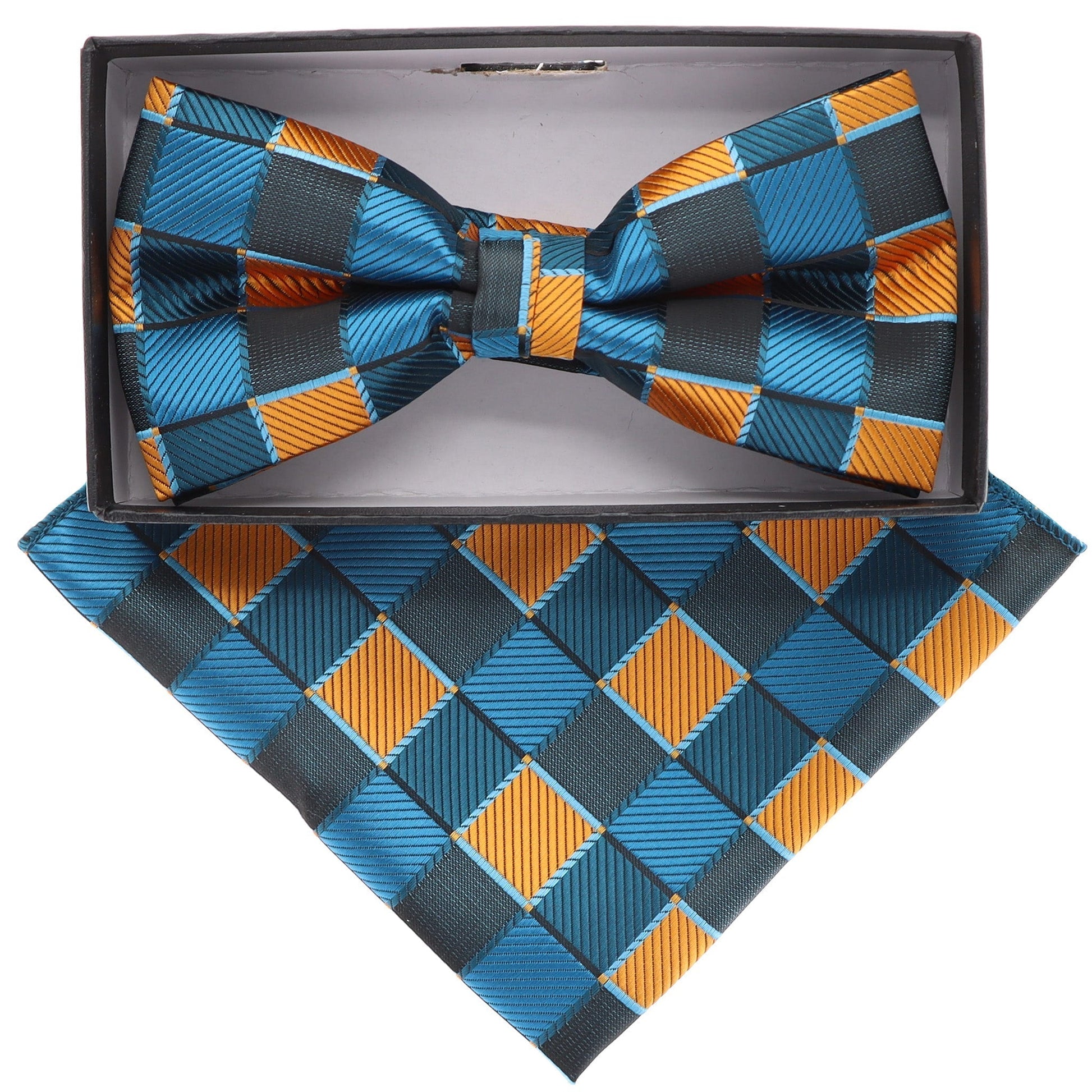 Vittorio Farina Geometric Designer Bow Tie & Pocket Square - BH-21133 - Classy Cufflinks