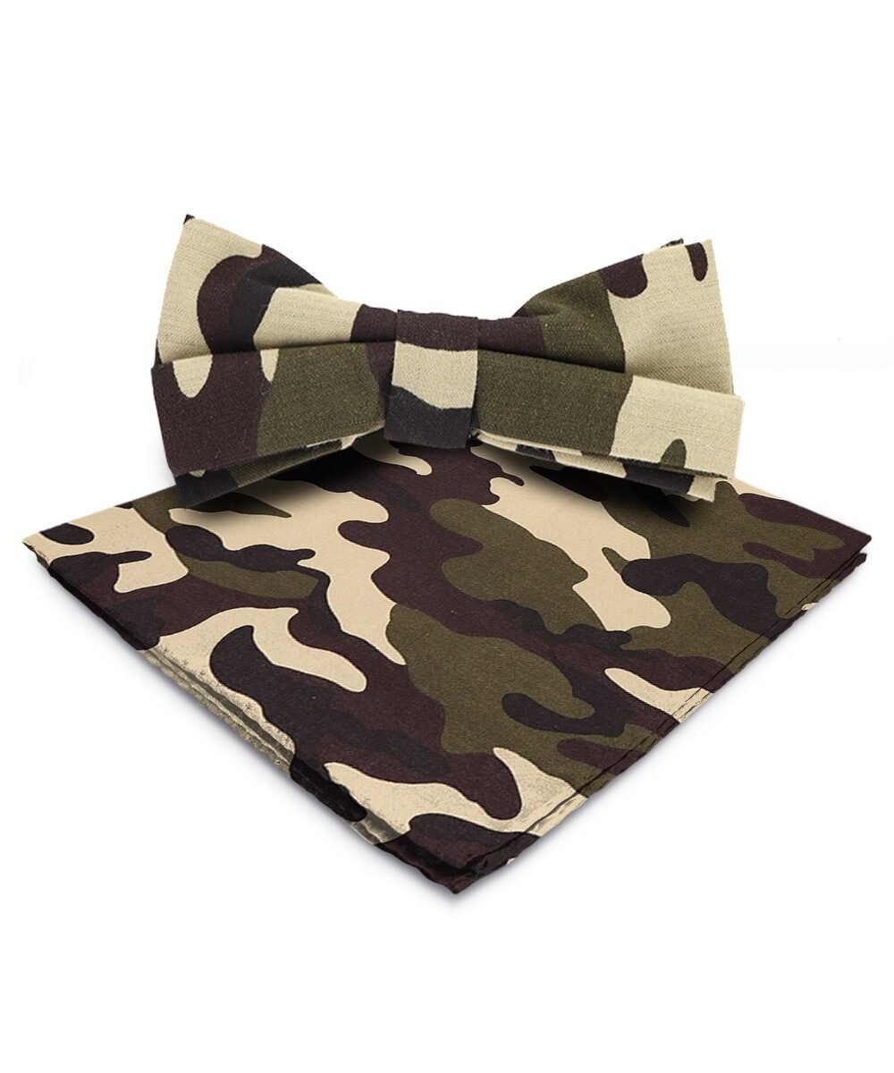 Vittorio Farina Kente Bow Tie & Pocket Square - BH - K_Camo - Classy Cufflinks