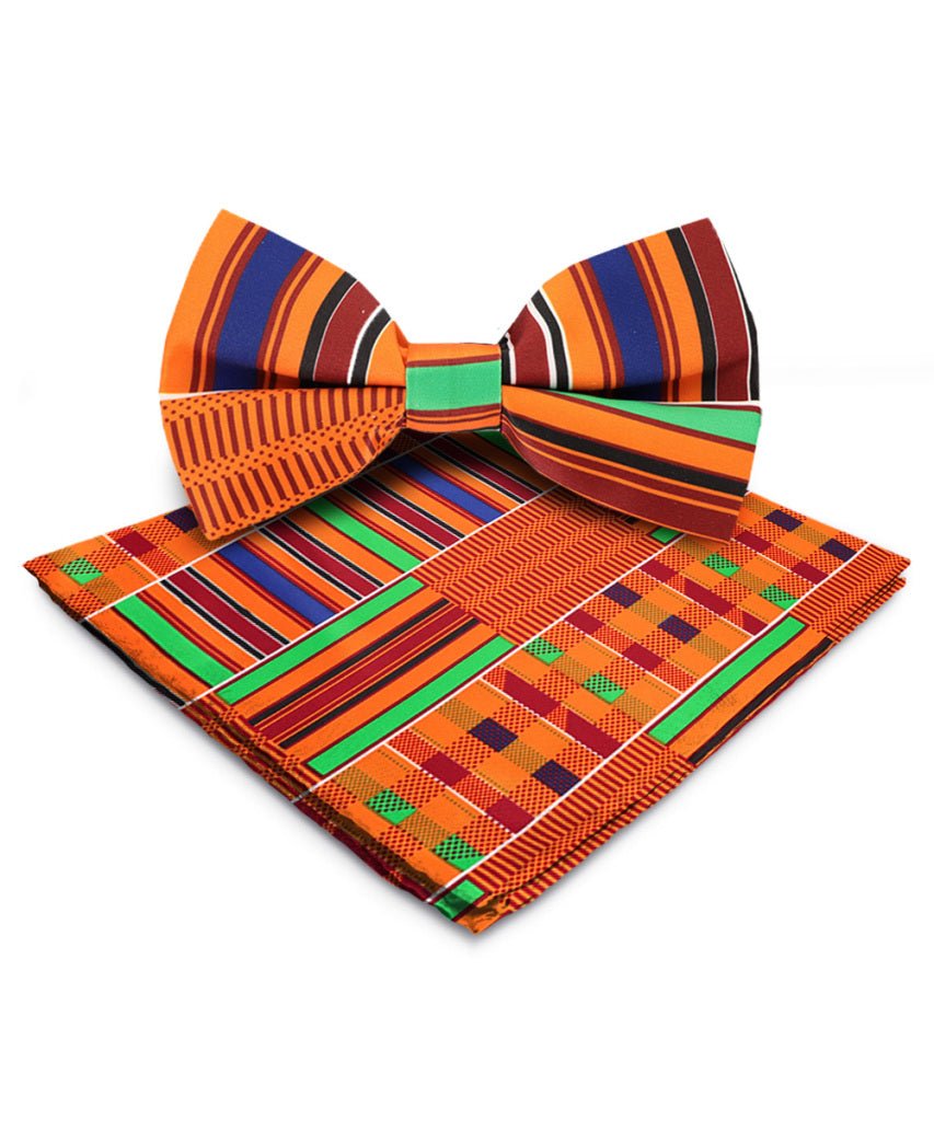 Vittorio Farina Kente Bow Tie & Pocket Square - BH - K_Kente #1 - Classy Cufflinks