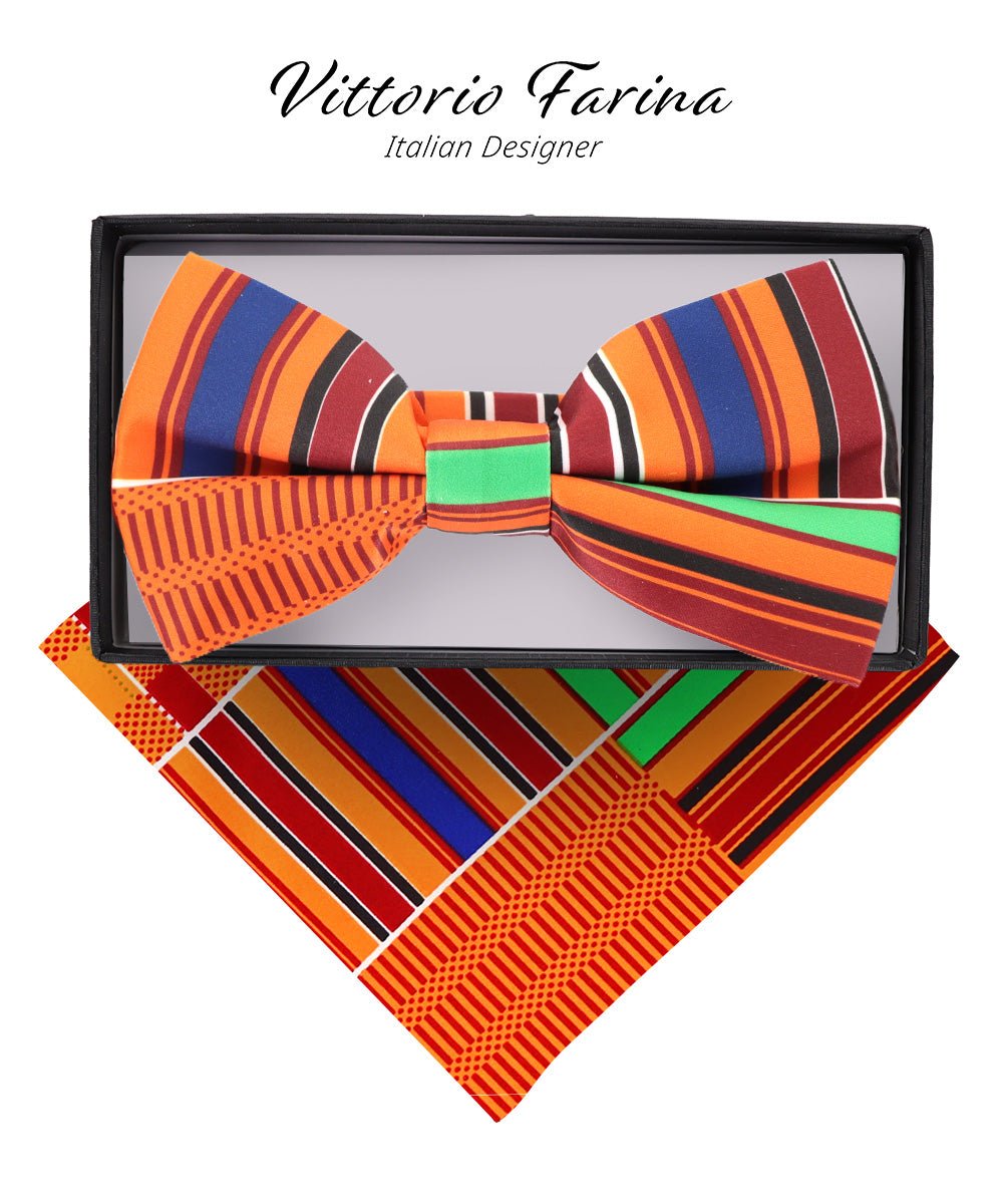 Vittorio Farina Kente Bow Tie & Pocket Square - BH - K_Kente #1 - Classy Cufflinks