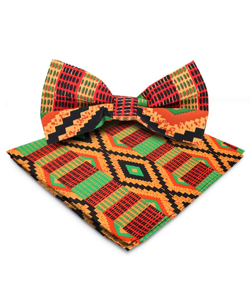 Vittorio Farina Kente Bow Tie & Pocket Square - BH - K_Kente #2 - Classy Cufflinks