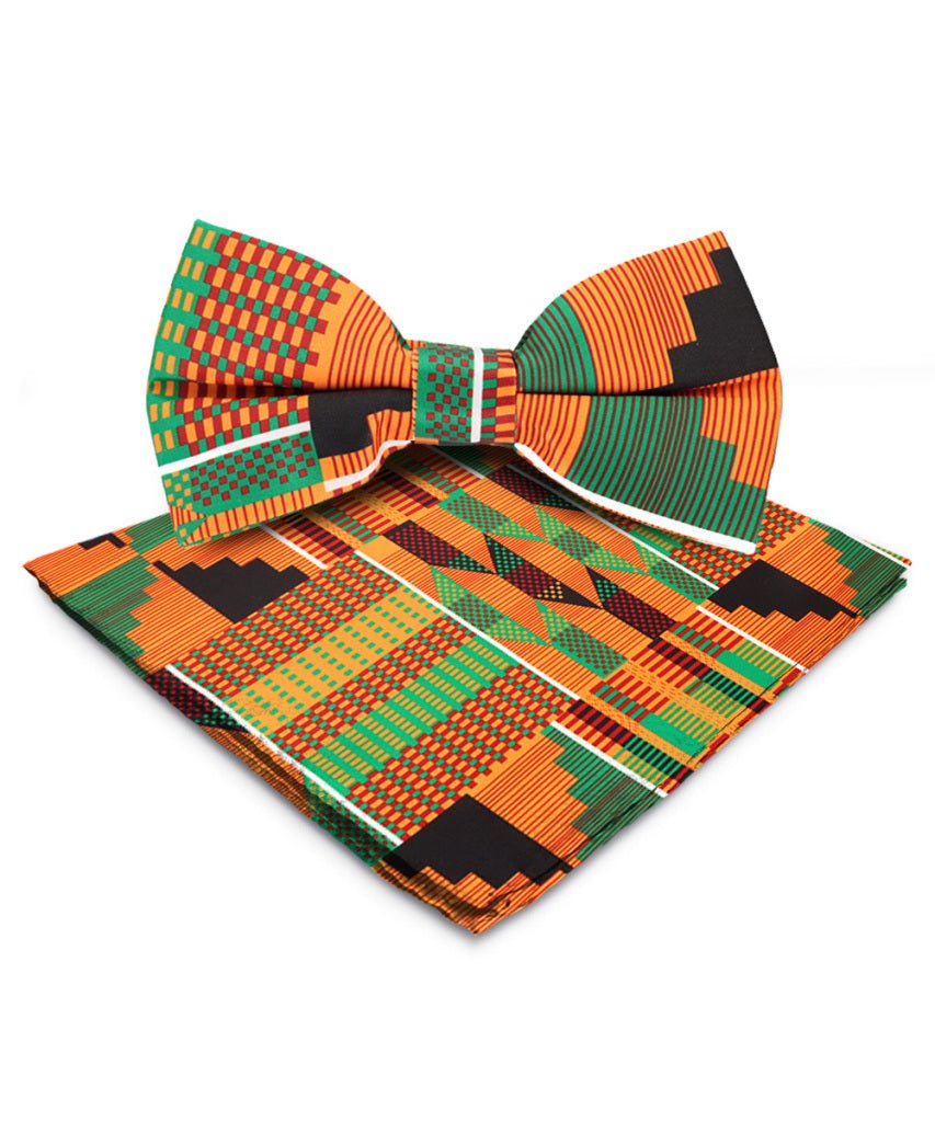 Vittorio Farina Kente Bow Tie & Pocket Square - BH - K_Kente #3_V01 - Classy Cufflinks