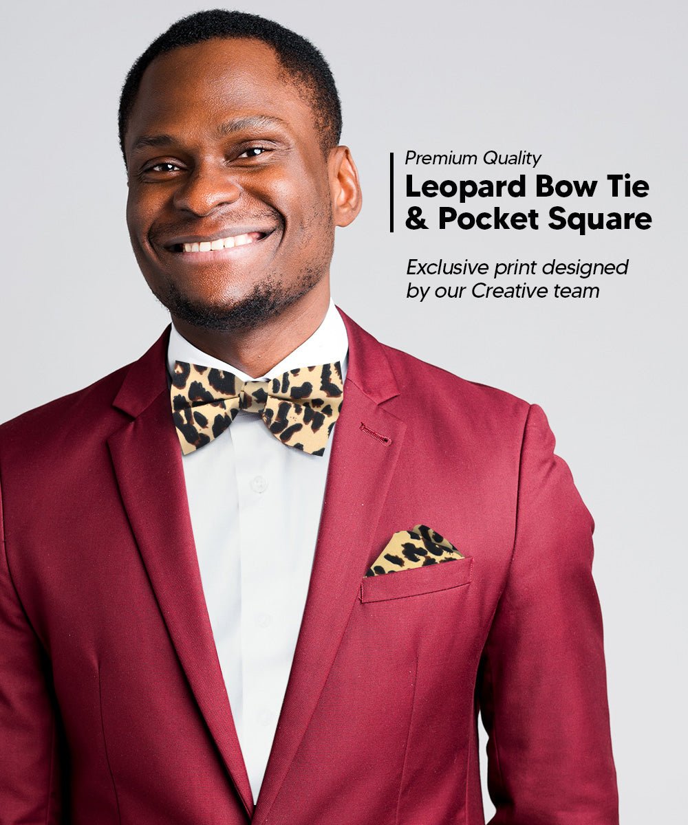 Vittorio Farina Kente Bow Tie & Pocket Square - BH - K_Leopard - Classy Cufflinks