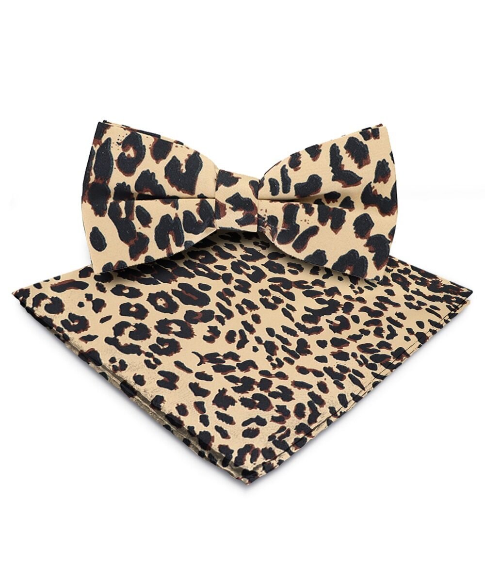 Vittorio Farina Kente Bow Tie & Pocket Square - BH - K_Leopard - Classy Cufflinks